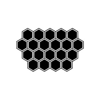 un limpiar minimalista presentando un mosaico de sólido hexagonal células resumido con Delgado fronteras arreglado en un panal modelo vector