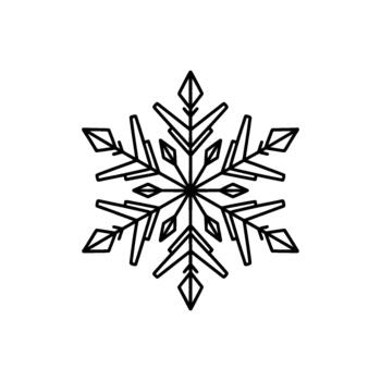 un limpiar y sencillo línea Arte ilustración de un detallado hexagonal copo de nieve motivo con agudo geométrico patrones vector