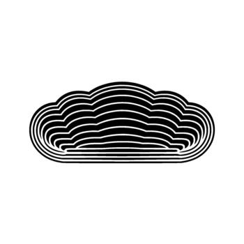 A stylized representation of a cloud composed of concentric curved lines creating a layered optical illusion effect isolated vector
