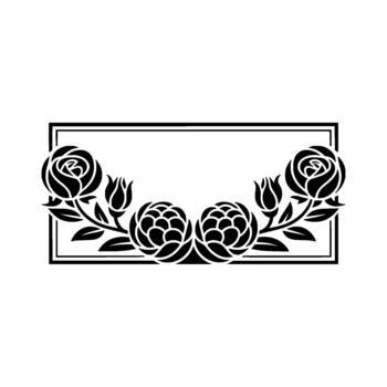 elegante silueta de un rectangular marco adornado con simétricamente metido estilizado rosas y brotes vector