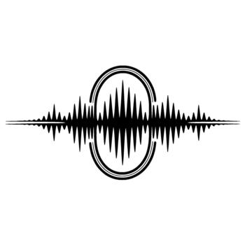 A striking representation of a symmetrical sound wave pulsing through concentric circles vector