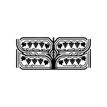 elegante Arte simétrico decorativo motivo presentando estilizado uva racimos y hojas en un parecido a una vid estructura vector