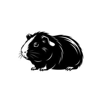 A striking illustration of a guinea pig with sharp outlines and stylized fur details presented in a simple clean art style vector