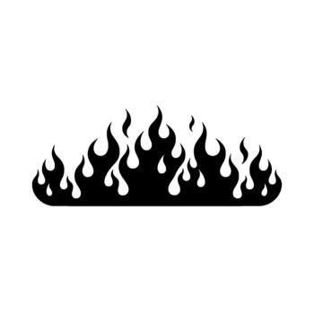 A striking silhouette featuring a stylized row of flickering flames with pointed tips and a clean curved bottom edge isolated vector