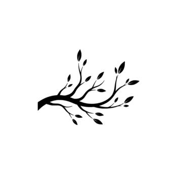 elegante silueta de un graciosamente curva árbol rama adornado con numeroso pequeño delicado hojas extensión hacia el Derecha vector