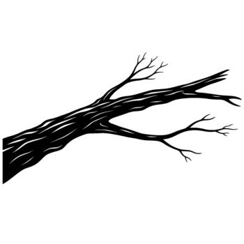 silhouette of a gnarled and branching tree limb with delicate twiggy offshoots isolated vector