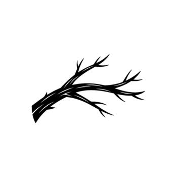 un rígido silueta de un desnudo árbol rama con agudo puntiagudo leña menuda extensión hacia fuera vector