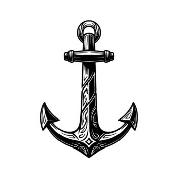 A detailed vintage anchor illustration featuring intricate swirling ornamental patterns vector
