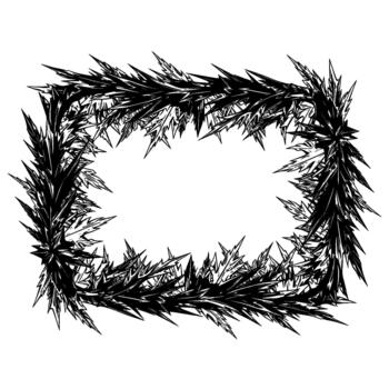 un agudo y angular decorativo rectangular marco compuesto de glacial fractal patrones y puntiagudo cristalino formaciones vector