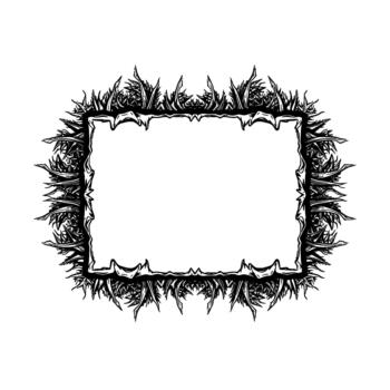 Ornate rectangular border frame with sharp pointed organic spiky thorny details rendered in detailed ink sketch style vector