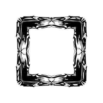 un sorprendentes monocromo resumen cuadrado marco con agudo geométrico bordes y dinámica chirriante líneas creando un nervioso y moderno frontera vector