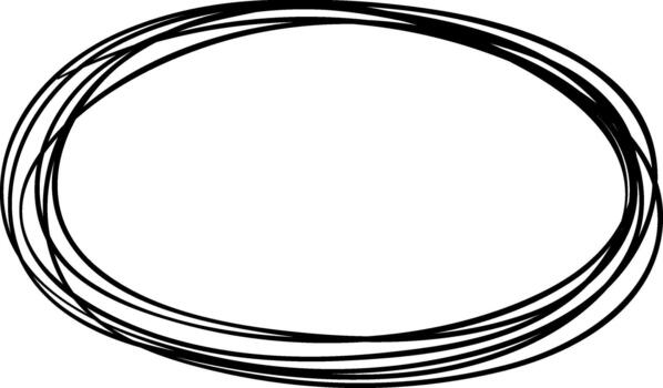 Sketching a rough oval shape with multiple lines creating a highlight vector