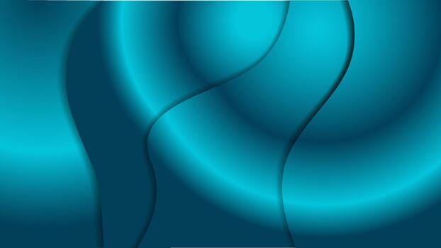 Dark cyan teal abstract background with smooth, layered waves and radial gradients, creating depth and shadow effect. Elegant and luxurious design for business, corporate, and high end themes. vector