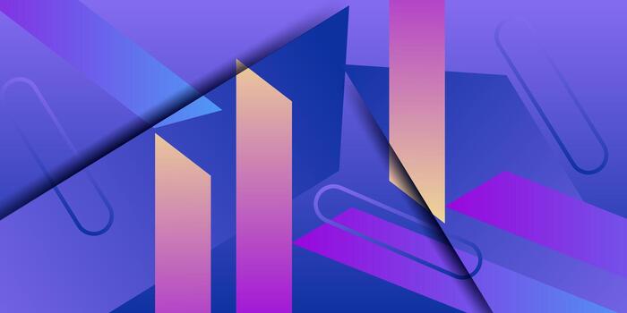 Abstract futuristic background with bright blue and purple gradients and overlapping arrows. Futuristic element background with simple pattern. eps10. vector