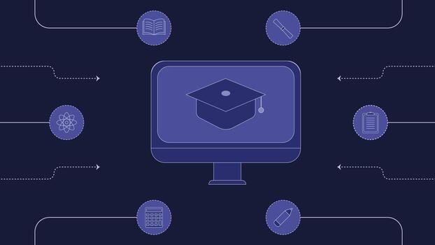 limpiar moderno en línea educación antecedentes demostración digital aprendizaje pantalla académico íconos y tecnología fluir ideal para elearning sitios web aplicaciones presentaciones y formación contenido utilizar vector