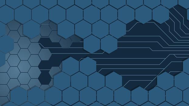 moderno azul tecnología resumen antecedentes con hexágono formas y digital circuito líneas ideal para futurista marca la seguridad cibernética presentaciones sitios web pancartas y tecnología diseños vector