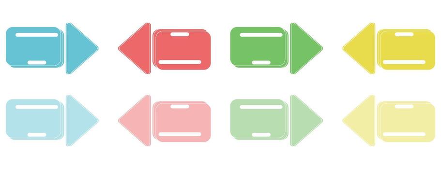 redondeado rectángulo lengüeta íconos con flechas vector