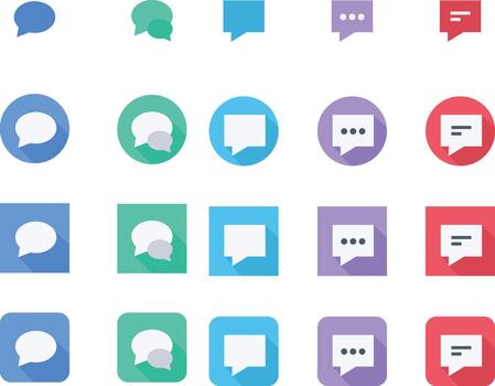 conjunto de vistoso habla burbuja íconos para comunicación y social medios de comunicación Interacción en un moderno plano diseño vector