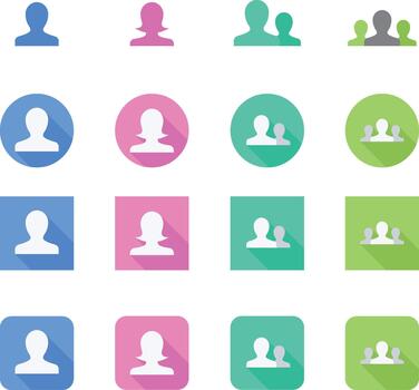 usuario avatar icono conjunto con moderno diseño y plano colores para web y móvil aplicaciones vector