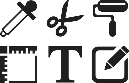 gráfico diseño herramientas y íconos representando edición diseño y creativo procesos en digital Arte creación y proyecto desarrollo para sitios web y aplicaciones vector