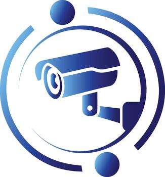 Blue Security Camera Icon with Circular Design Isolated on Transparent Background vector