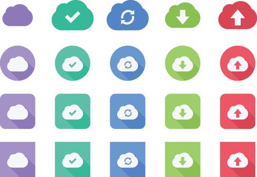 nube informática concepto con varios nube íconos en plano diseño estilo para datos almacenamiento y en línea servicios representando moderno tecnología vector