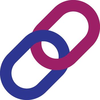 entrelazados azul y púrpura Enlaces simbolizando conexión y unidad ideal para redes y trabajo en equipo conceptos vector