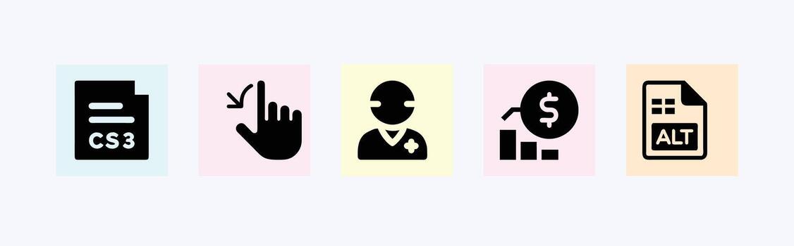 cinco usuario interfaz íconos para moderno solicitud diseños vector