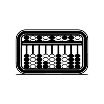 A minimalist outline illustration of a vintage abacus with beads representing numbers and calculations vector