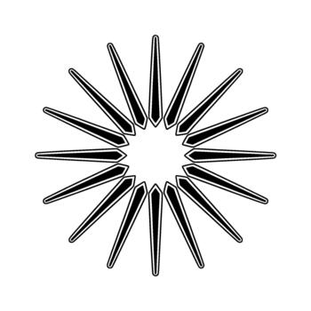 A geometric abstract radial starburst featuring sharp pointed shapes with outlines arranged in a circular pattern vector