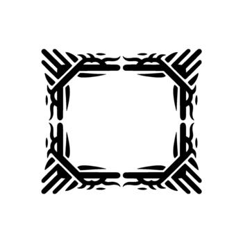 un negrita resumen tribal estilo ornamental cuadrado marco o frontera con simétrico puntiagudo elementos y decorativo florece vector