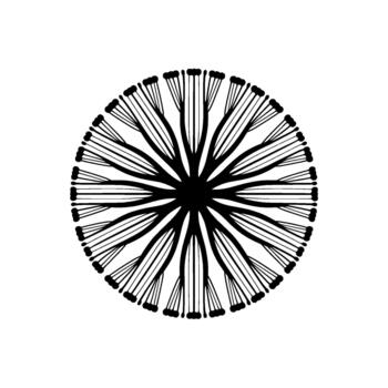 un minimalista ilustración de un diente de león semilla cabeza en un circular resumen radial modelo vector