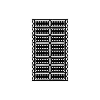 un minimalista monocromo ilustración de un apilado arreglo de dos columnas y ocho filas de rectangular segmentos lleno con puntos vector