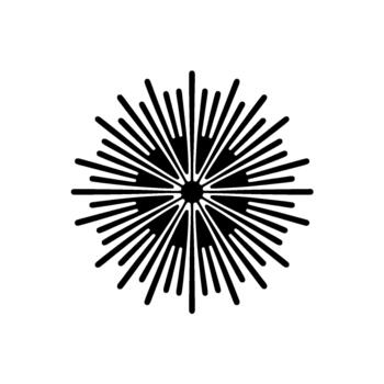 A stylized abstract radial burst or starburst geometric element with sharp lines originating from a central point vector