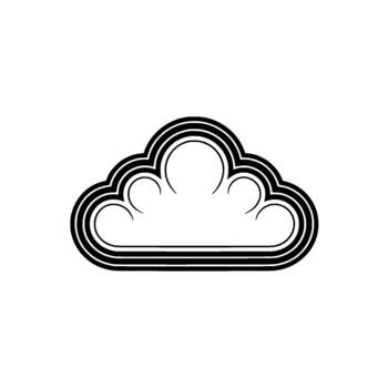 Stylized outline of a whimsical stylized cloud formation with layered curves and a clean background creating a minimalist element vector