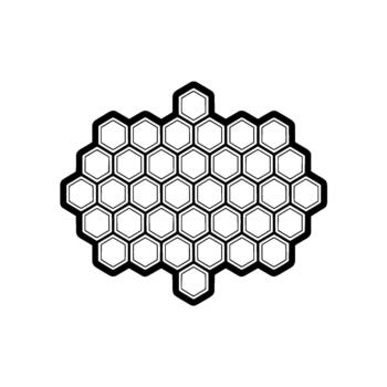 A clean and minimalist of a honeycomb pattern with bold outlines forming an irregular cluster vector