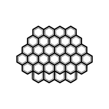 A precise illustration of a honeycomb structure featuring many interconnected hexagons with thick outlines vector