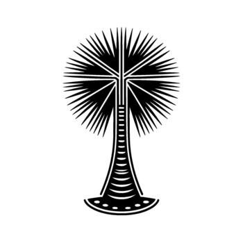 minimalista estilizado ilustración de un palma árbol con agudo frondas y un decorativo segmentario maletero aislado vector