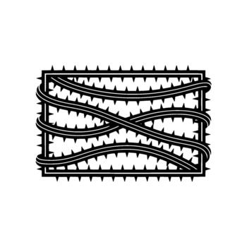 un rígido ilustración de un rectangular marco construido desde agudo espinoso vides entrelazados con adicional vino elementos vector