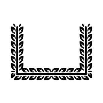 A sleek silhouette of a stylized ornamental rectangular frame composed of repeating leaf motifs vector