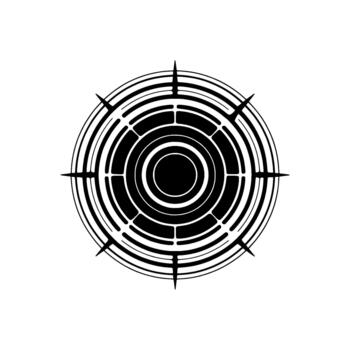 A striking abstract featuring concentric circles with pointed radiating lines vector