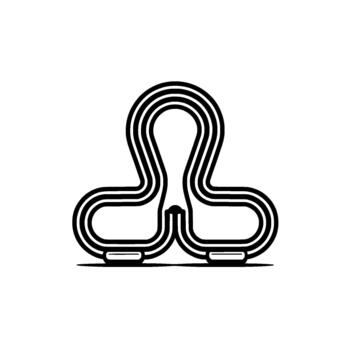 Minimalist symbol featuring a stylized abstract figure formed by interlocking curved lines vector