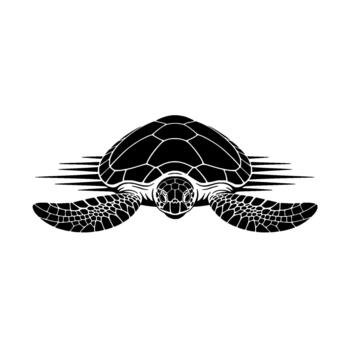 un sorprendentes ilustración de un mar Tortuga con detallado cáscara patrones y aletas representado en un dinámica nadando movimiento vector