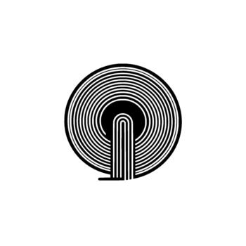 resumen circular presentando concéntrico anillos y un estilizado vertical elemento sugerencia un poder botón o audio forma de onda vector