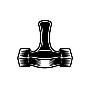 A stark silhouette of Thors hammer Mjolnir with clean linework and subtle shading vector