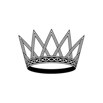 A stylized outline of a royal crown with sharp triangular points and intricate ornamental band presented vector