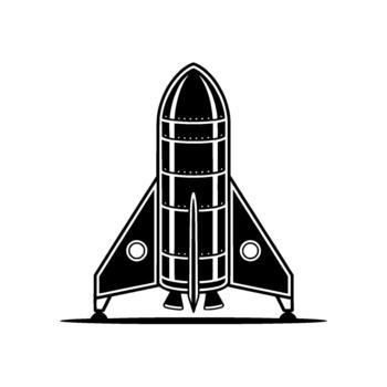 un limpiar y minimalista ilustración de un estilo retro cohete Embarcacion con aletas y visible panel líneas vector