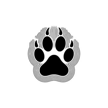 estilizado silueta de un detallado pata impresión presentando múltiple concéntrico curvo línea Arte capas y distinto garra marcas vector