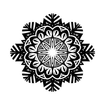 Intricate geometric mandala with repeating petal and chevron patterns centered vector