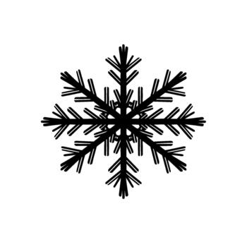 A striking silhouette of a detailed hexagonal snowflake featuring multiple branching arms isolated vector